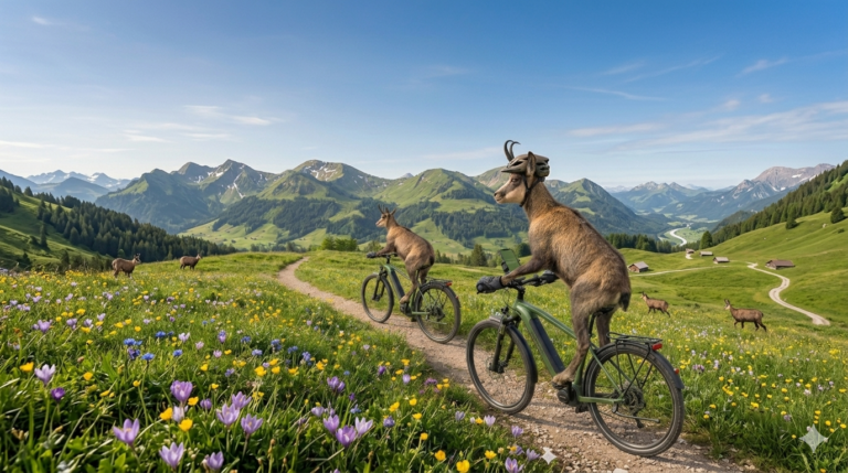Two chamois on e-bikes