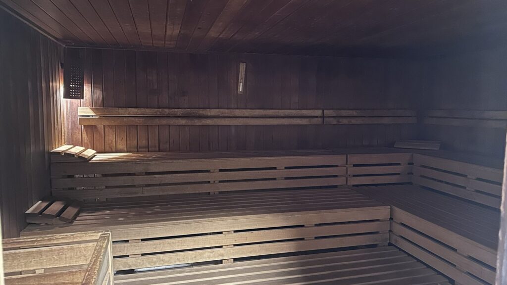 Saunakabine mit Holzbänken bei DIE GAMS