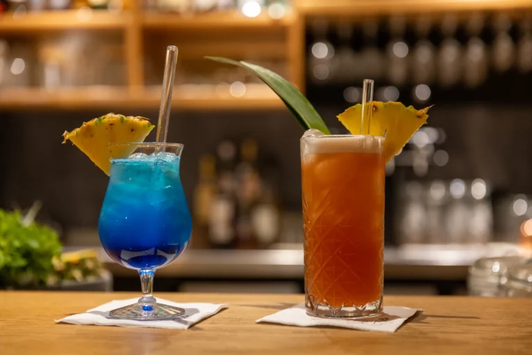 Zwei Cocktails auf der Theke der Hotelbar Gams n Roses